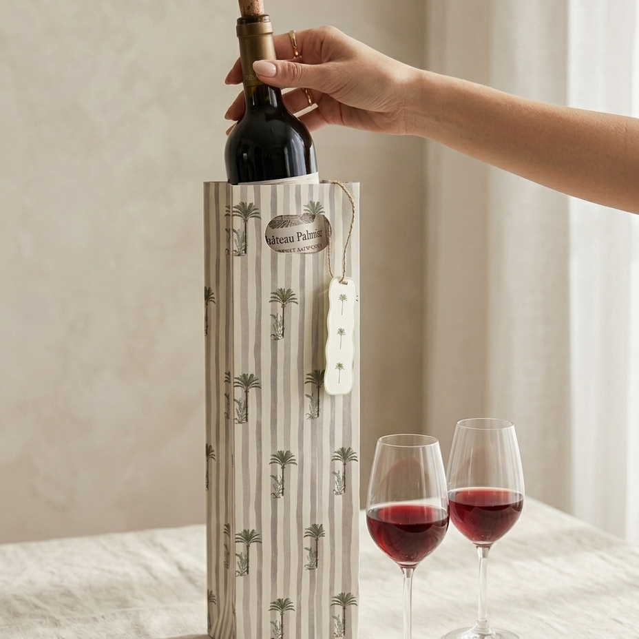 Palm Lines Wine Bag (4 × 16.5 × 4 inches)