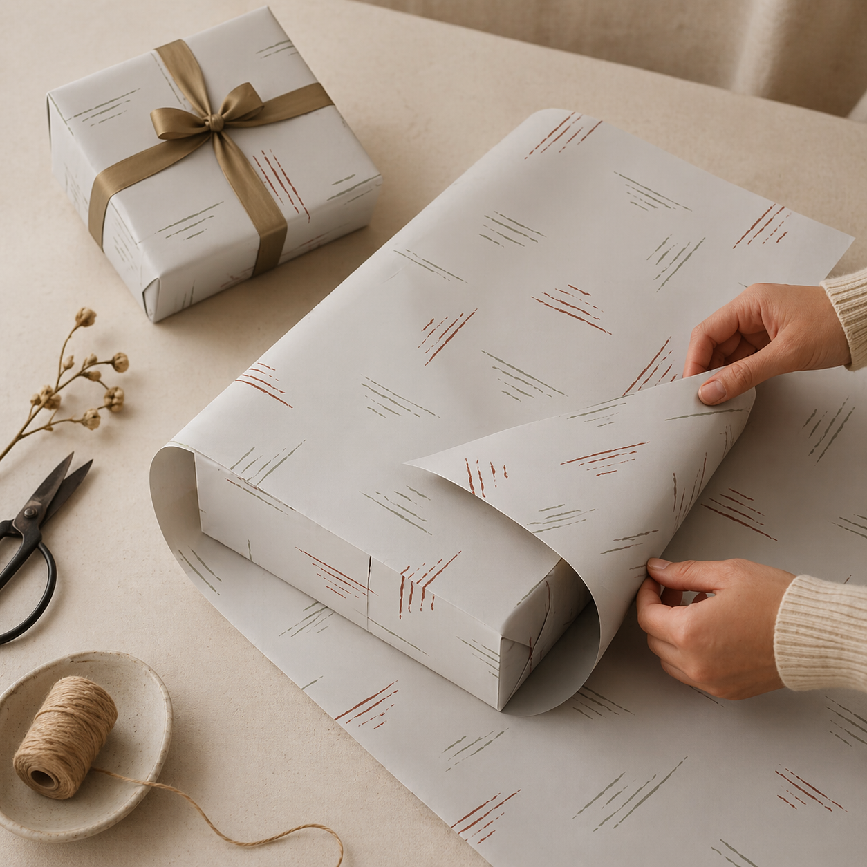 Cinnamon wrapping sheets+note cards