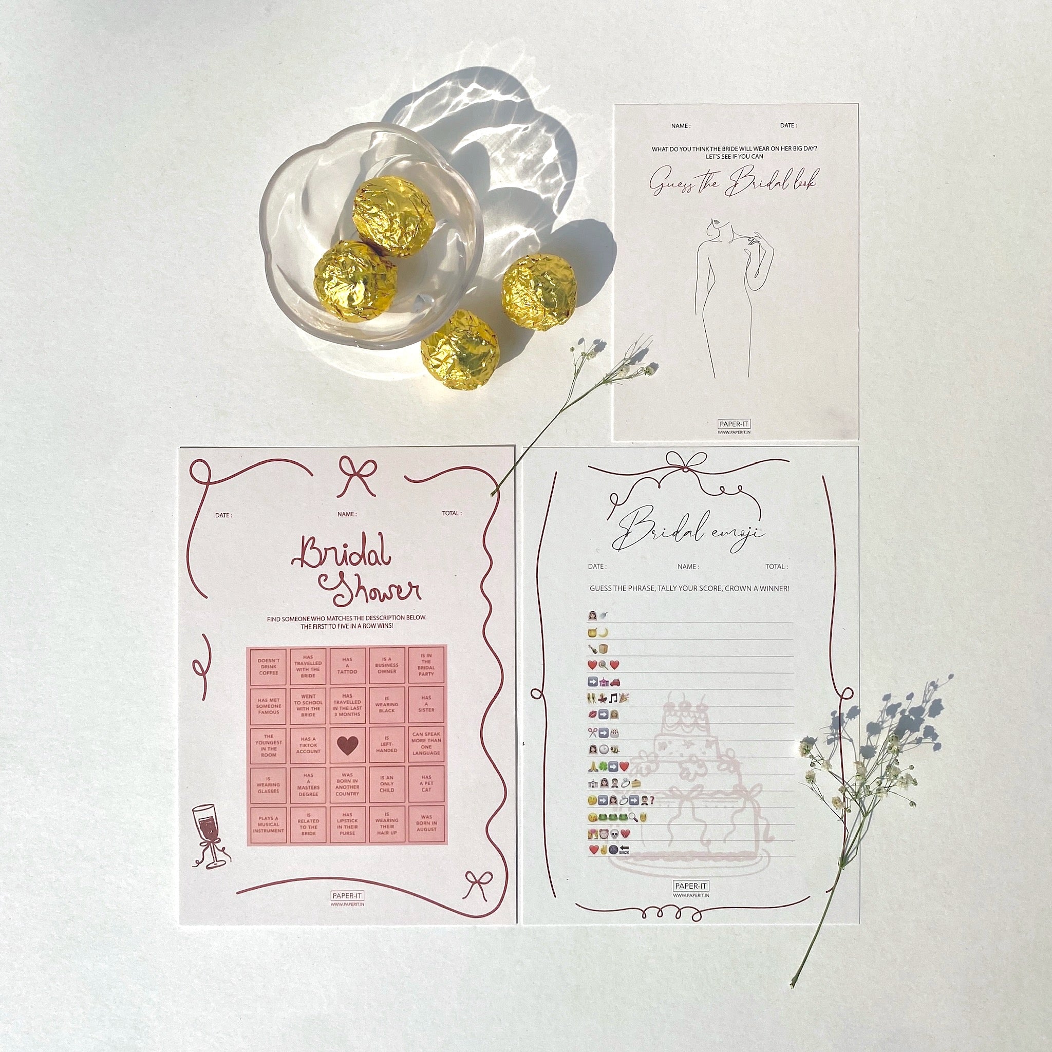 Bridal shower games (set of 30)