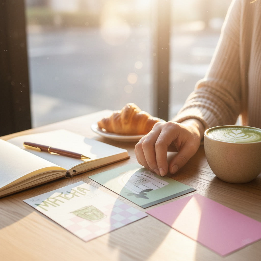 Matcha mood note cards (set of 8 note cards)