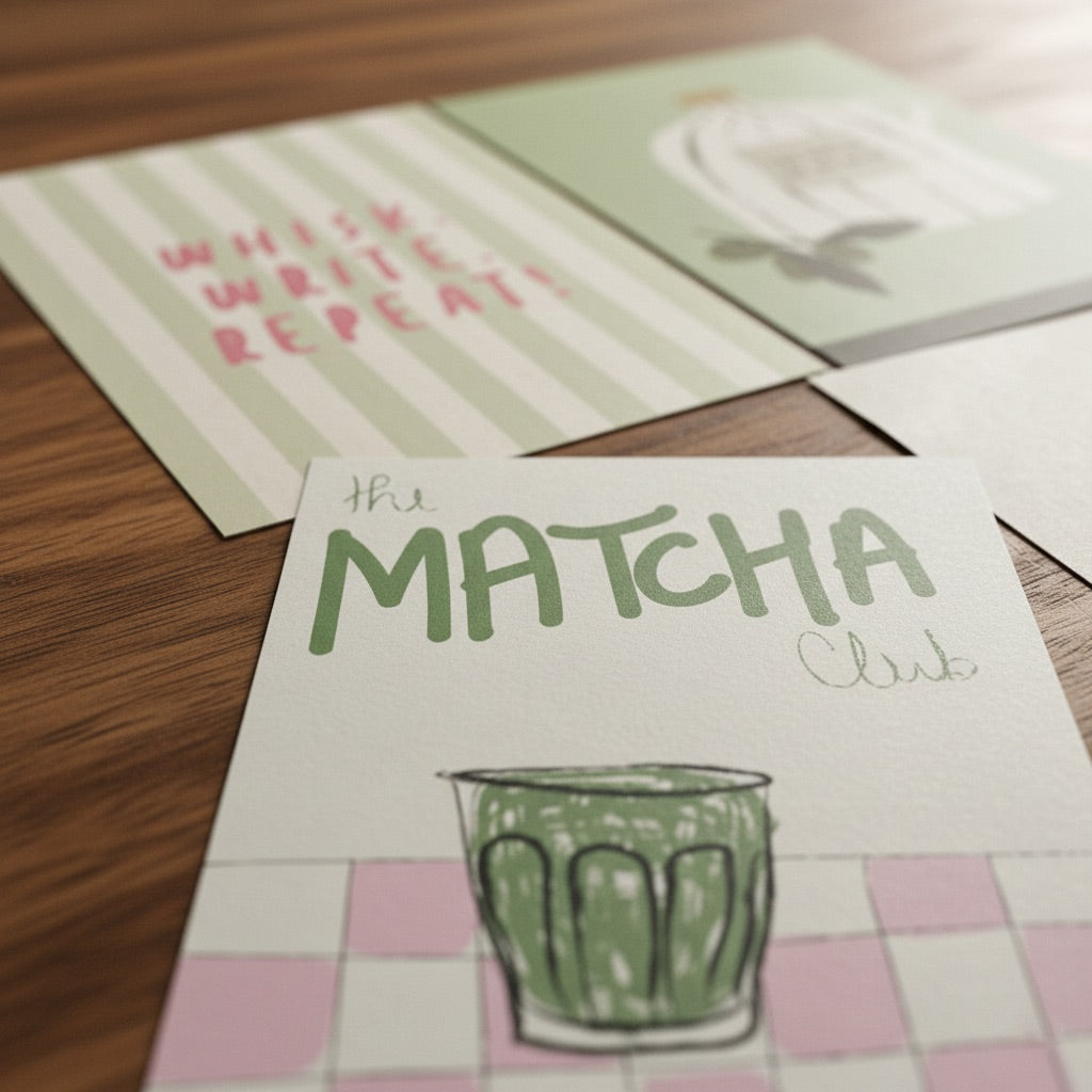 Matcha mood note cards (set of 8 note cards)
