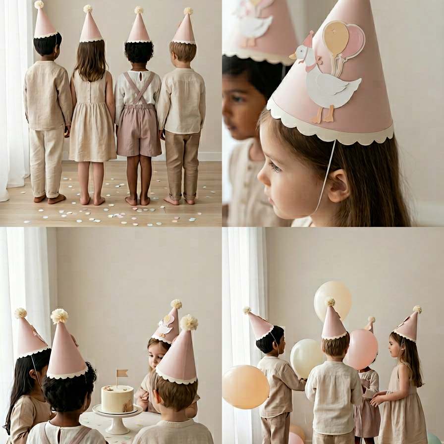 Goose & Balloons party hats (set of 5)