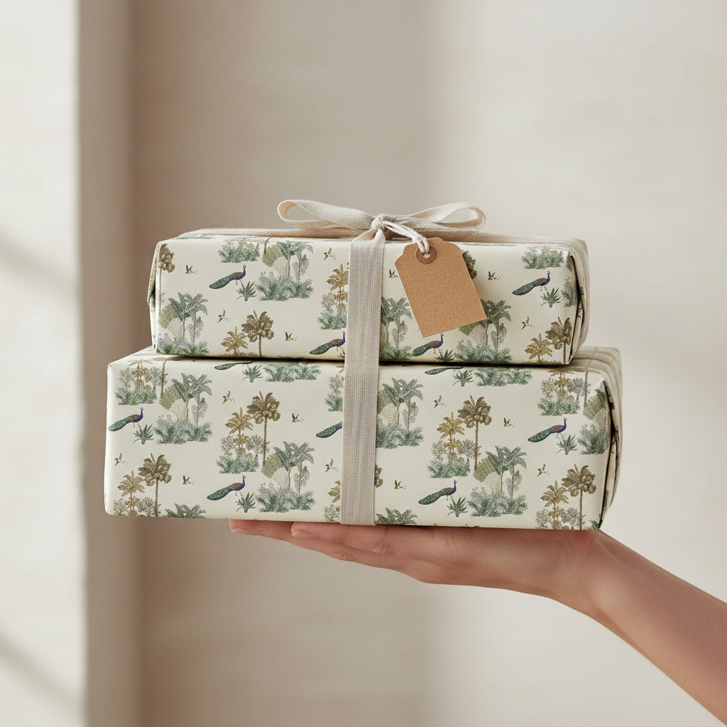 Assorted tropical wrapping sheets+note cards (set of 6)