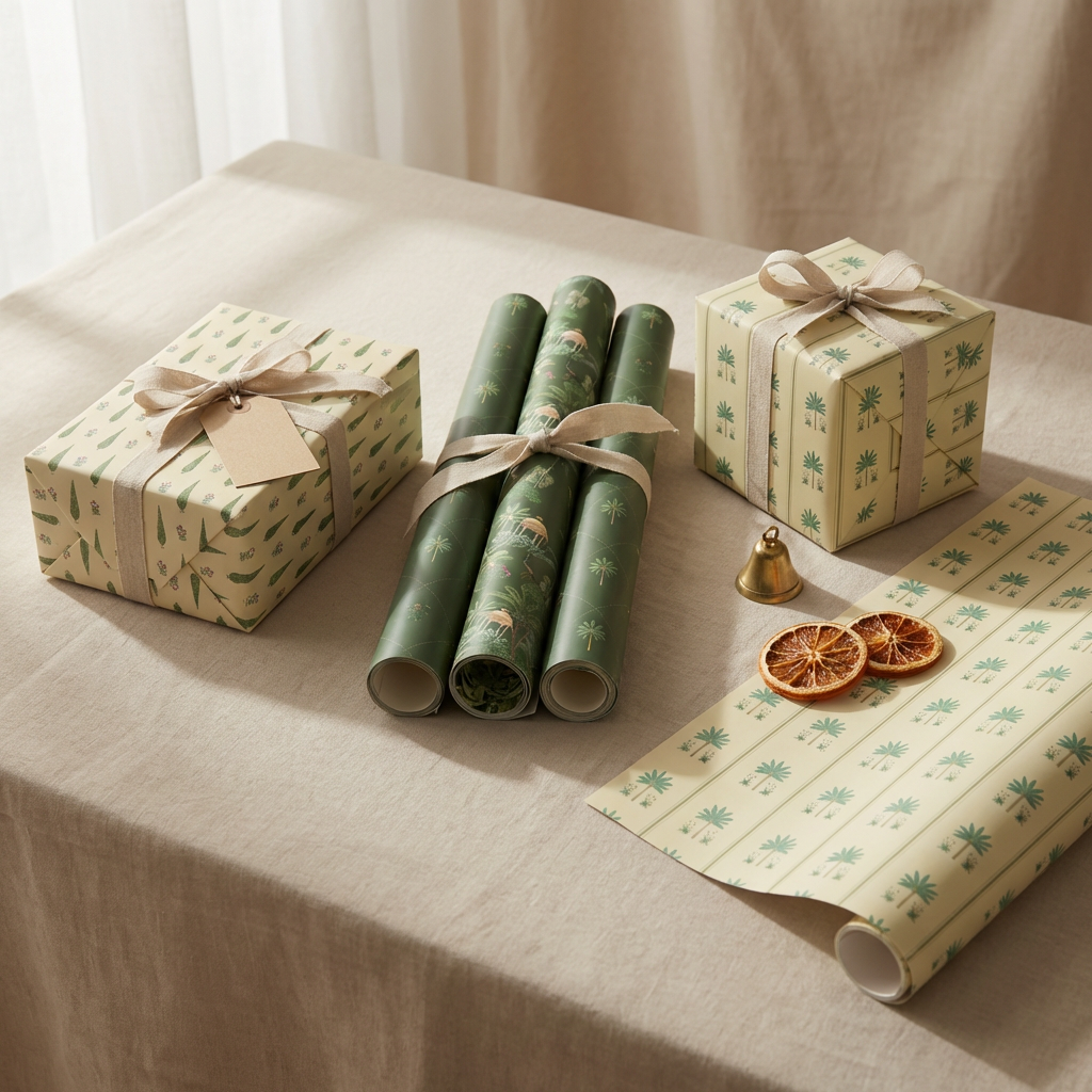 Assorted tropical wrapping sheets+note cards (set of 6)