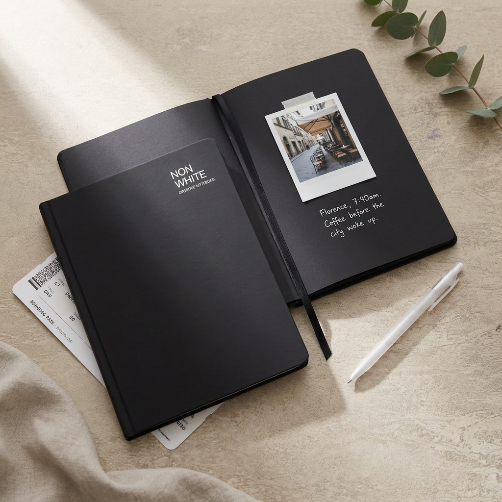 All Black Notebook (White Pen Included)