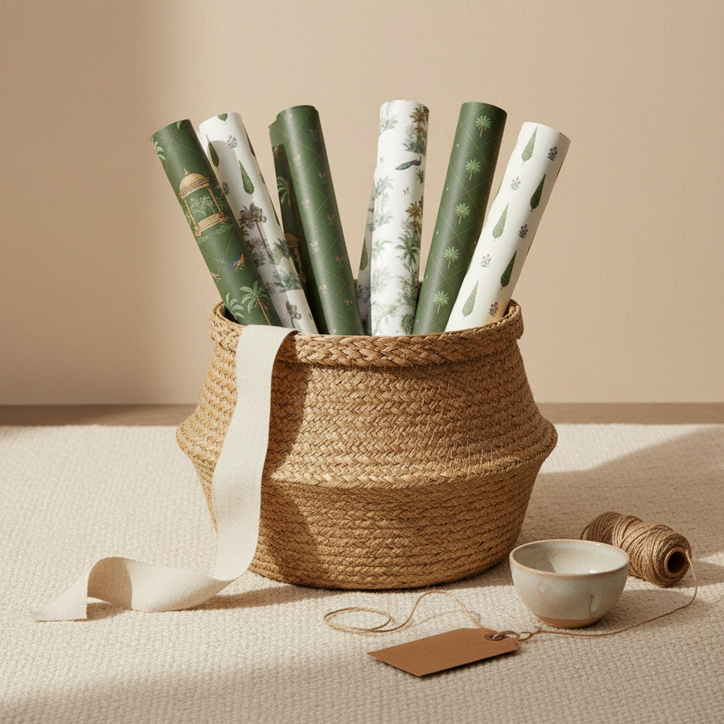 Assorted tropical wrapping sheets+note cards (set of 6)