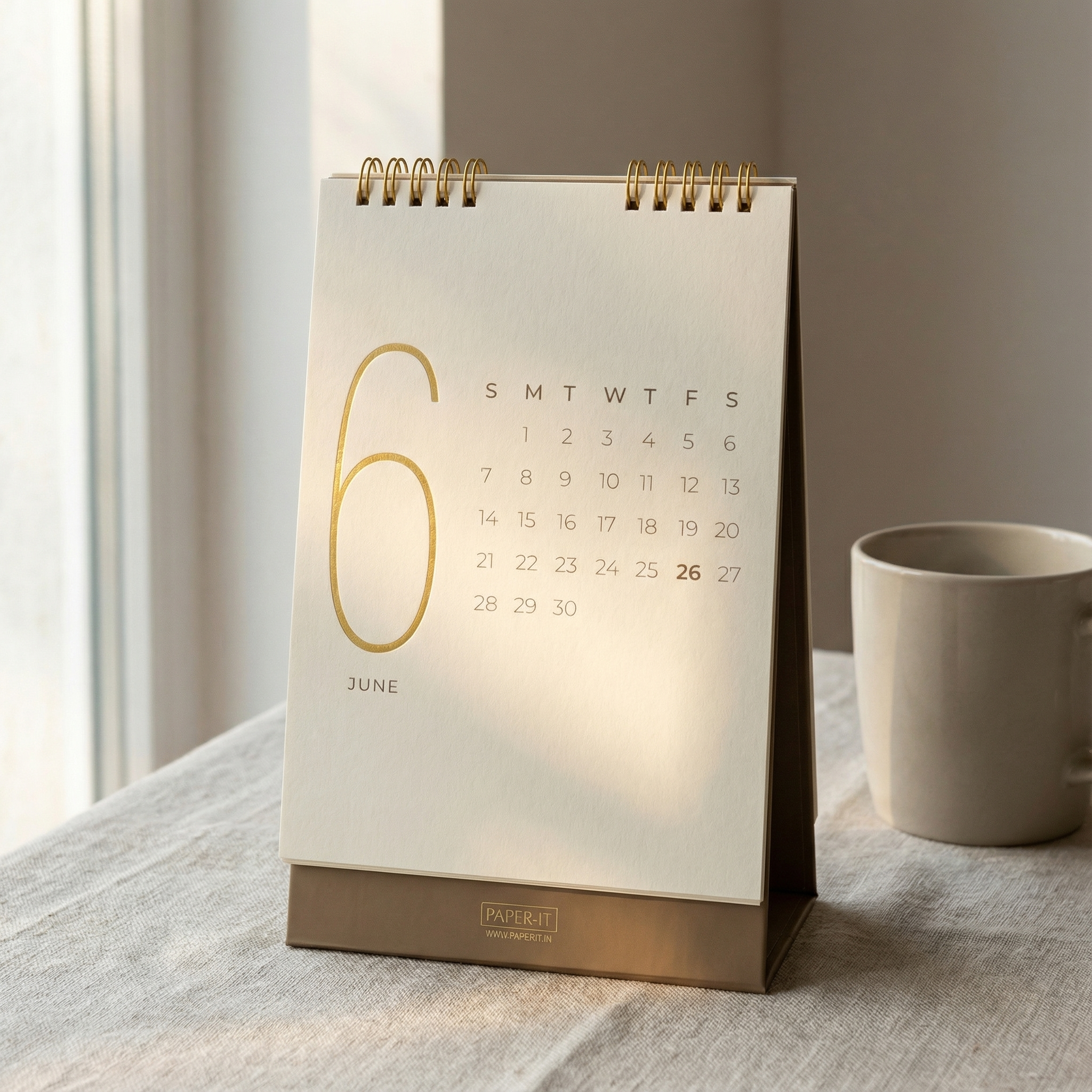 2026 golden foiled desk calendar