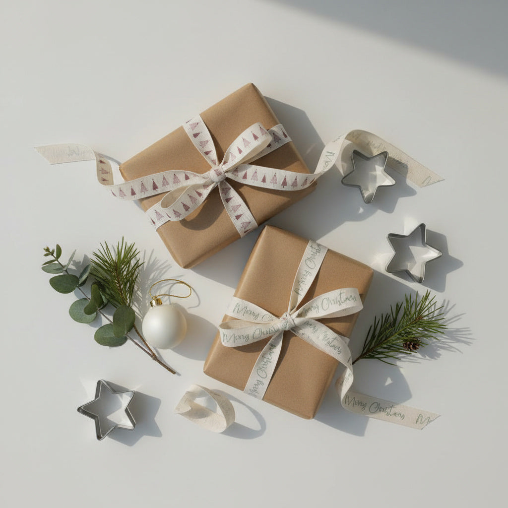 Christmas cotton ribbons (3 metre) <br/> set of 2