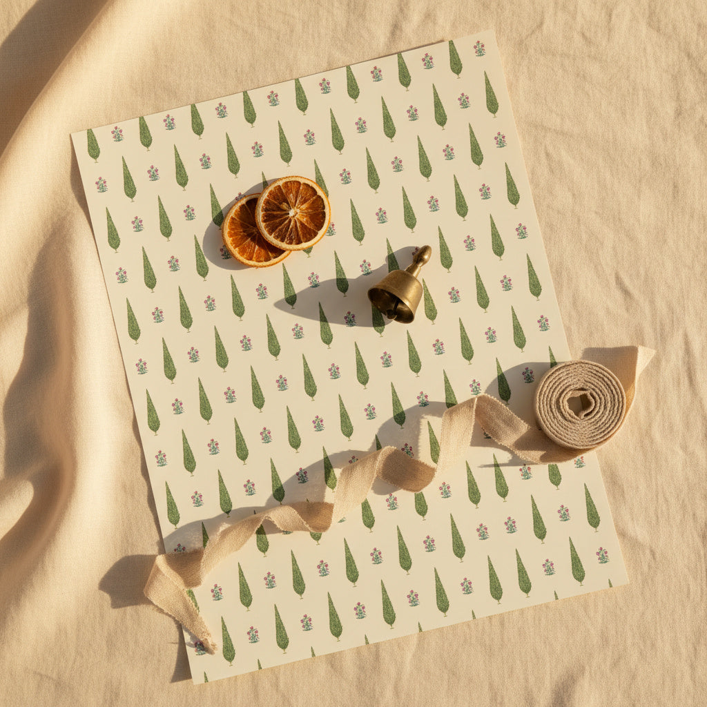 Cypress bloom wrapping sheets+note cards (set of 5)