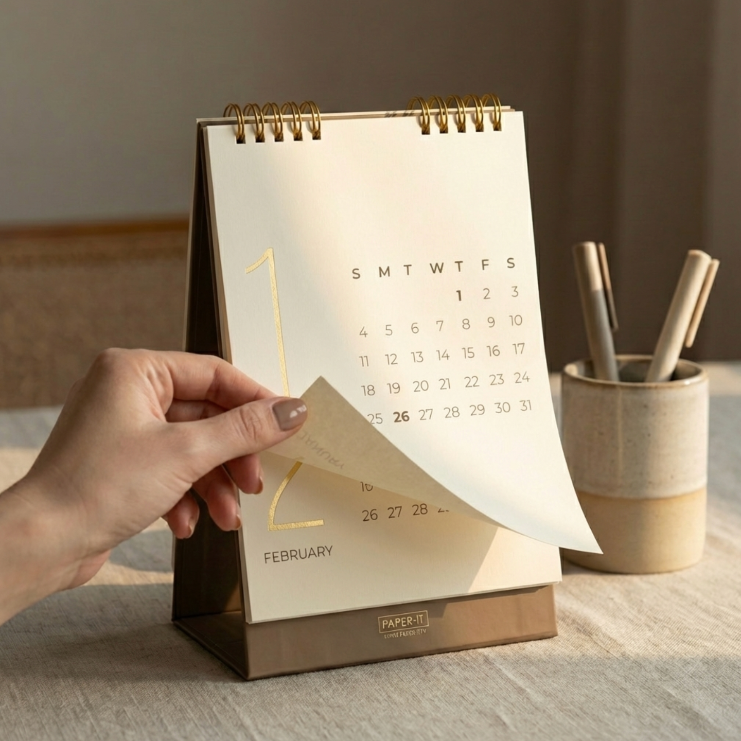 2026 golden foiled desk calendar