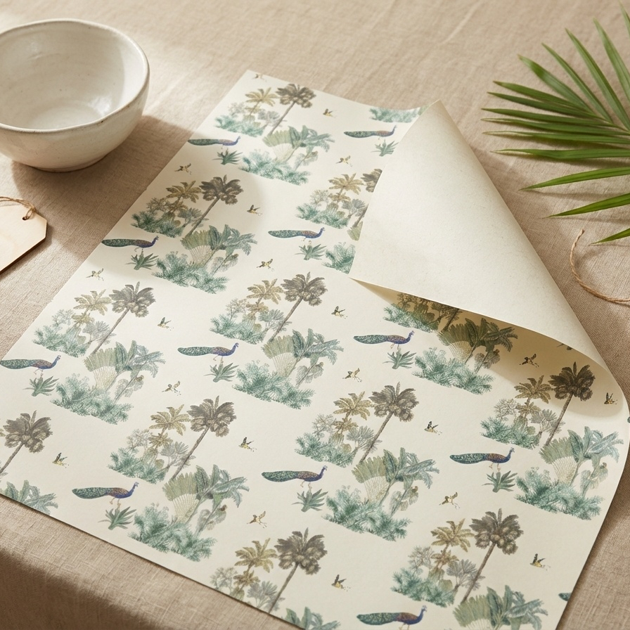 Peacock grove wrapping sheets+note cards (set of 5)