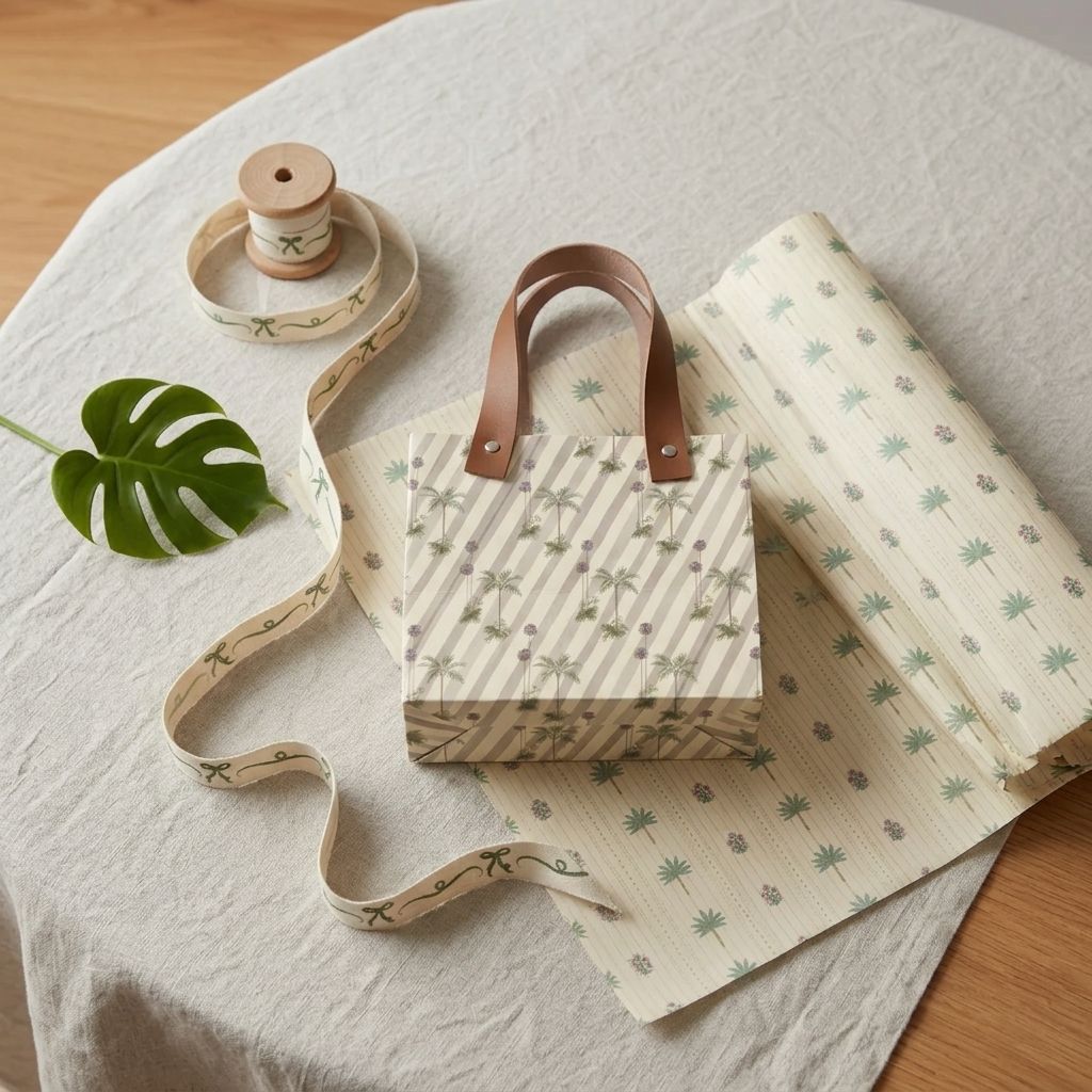 Palm Gift Wrapping Set| Gift Bag + Wrapping Sheets + Cotton Ribbon