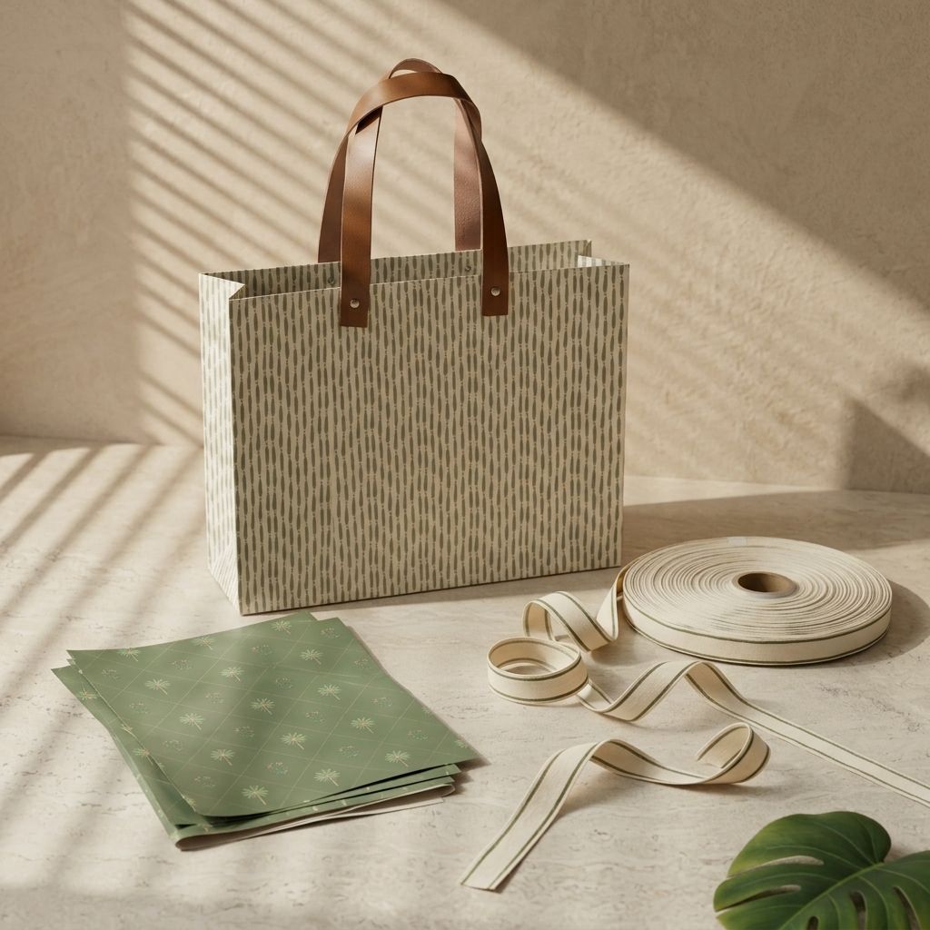 Sage Gift Wrapping Set| Gift Bag + Wrapping Sheets + Cotton Ribbon
