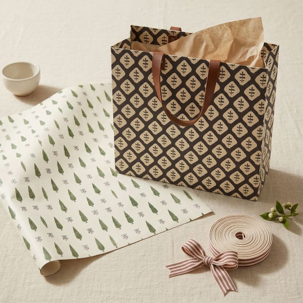 Willow Gift Wrapping Set| Gift Bag + Wrapping Sheets + Cotton Ribbon