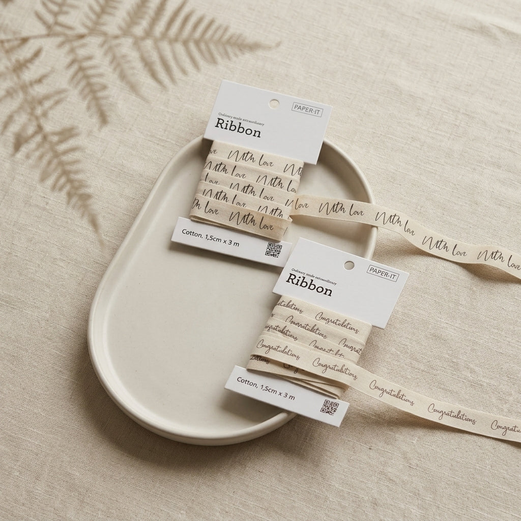 With love + Congratulations cotton ribbons (3 metre) <br/> set of 2