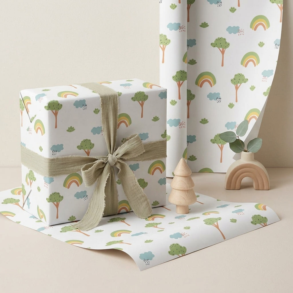 Greeny wrapping sheets+note cards
