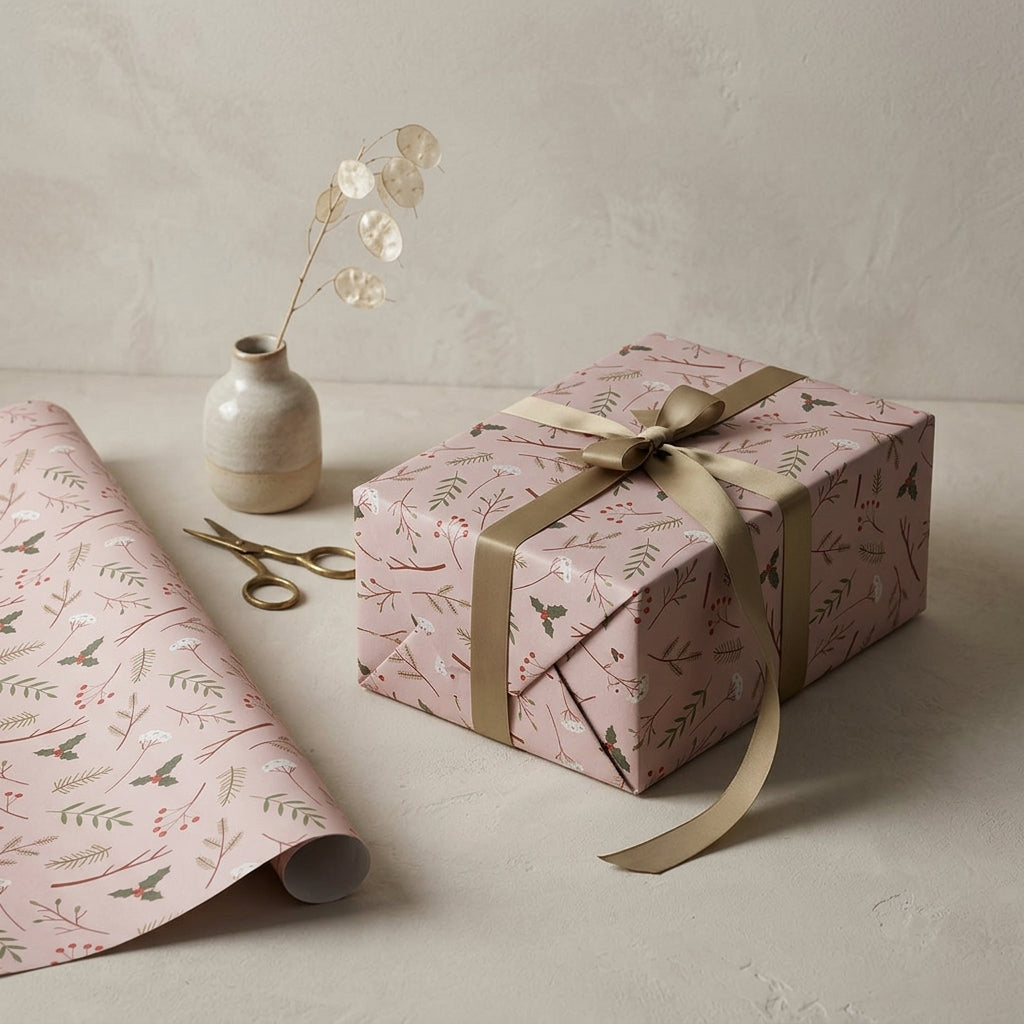 Pink wrapping sheets+note cards