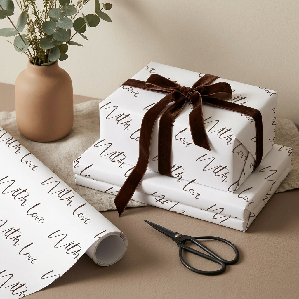 White with love wrapping sheets+note cards