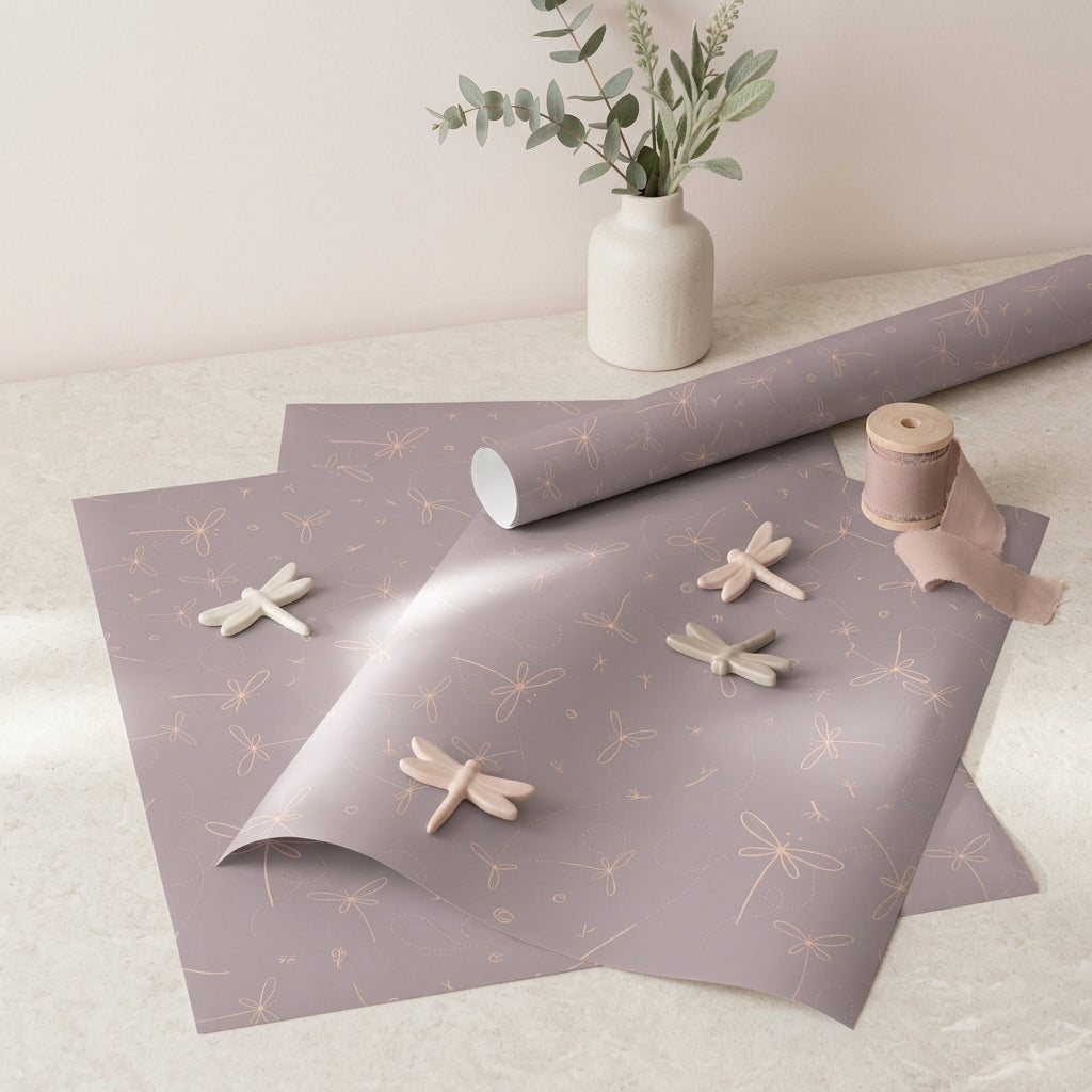 Dragon fly wrapping sheets+note cards