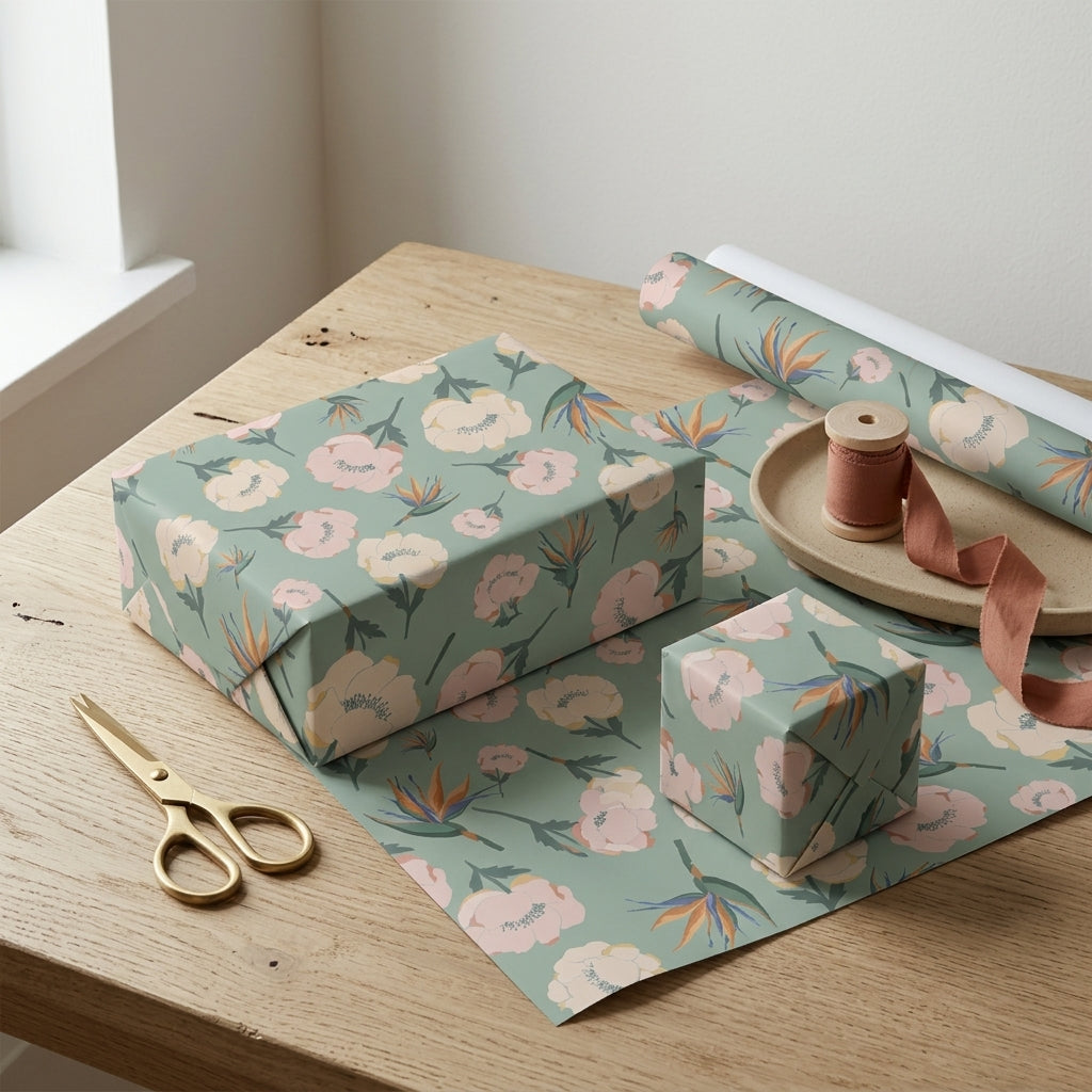 Bouquet bloom wrapping sheets+note cards