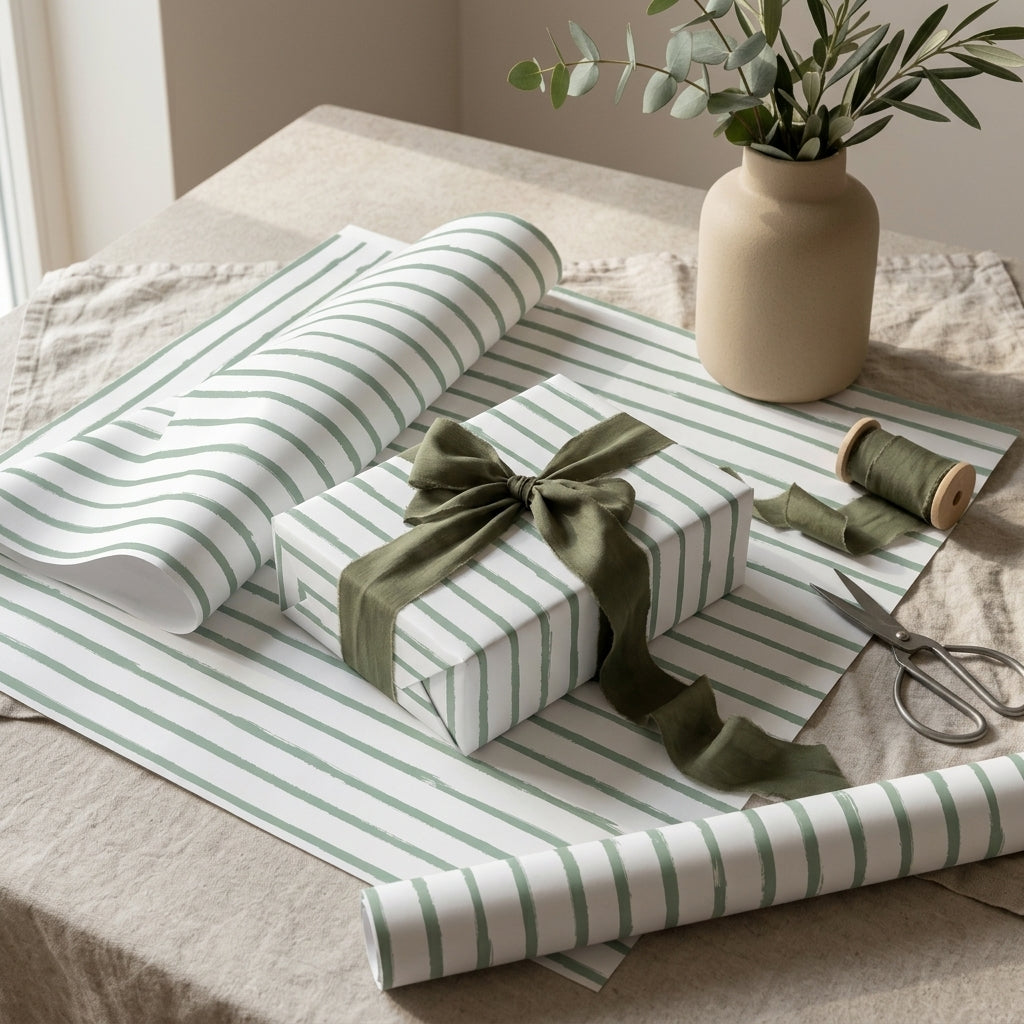 Evergreen wrapping sheets+note cards