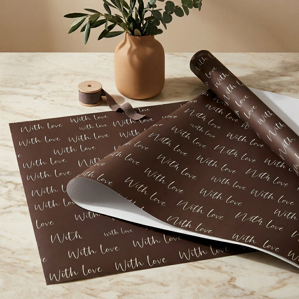 Brown with love wrapping sheets+note cards