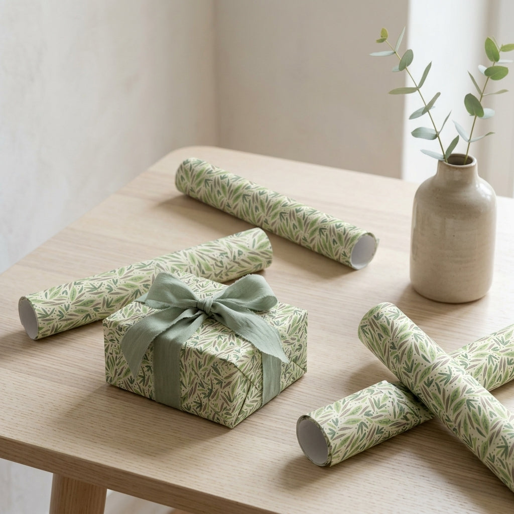 Leaves wrapping sheets+note cards (set of 5)