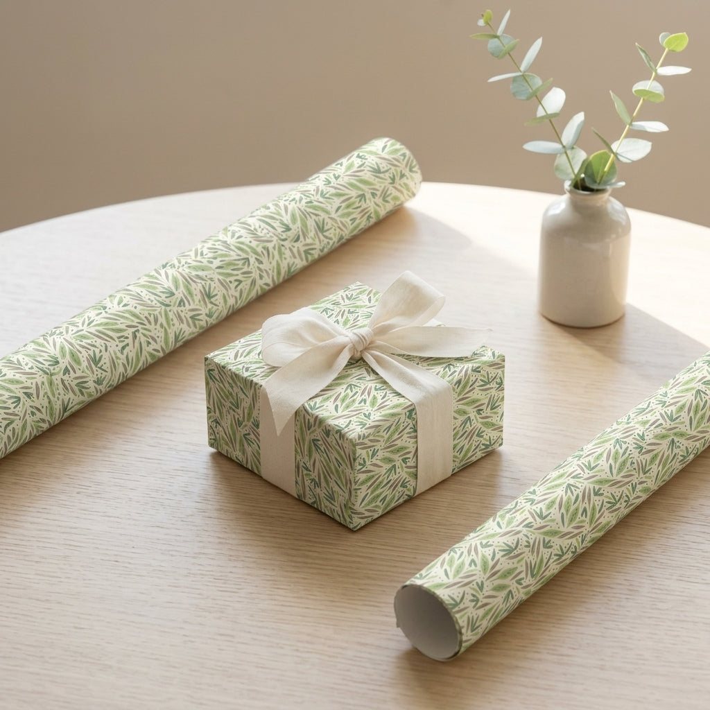 Leaves wrapping sheets+note cards (set of 5)