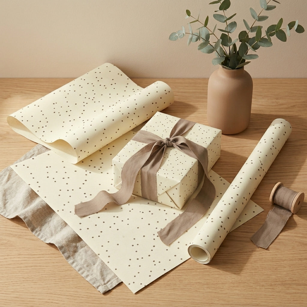 Polka dots wrapping sheets+note cards