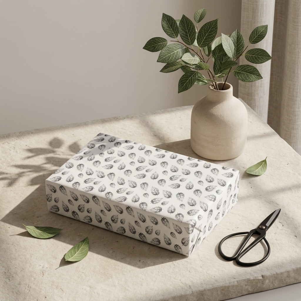 Forest leaves wrapping sheets+note cards (set of 5)