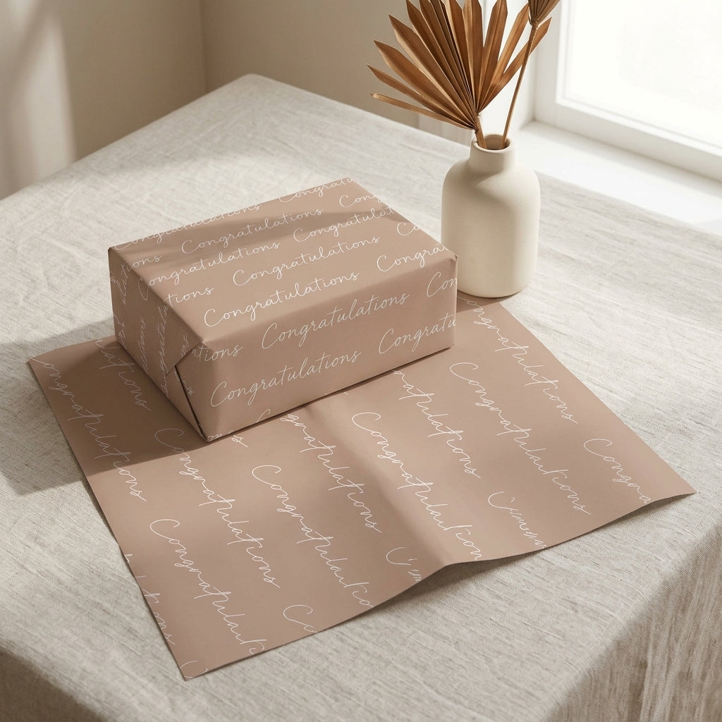 Cream congratulations wrapping sheets+note cards