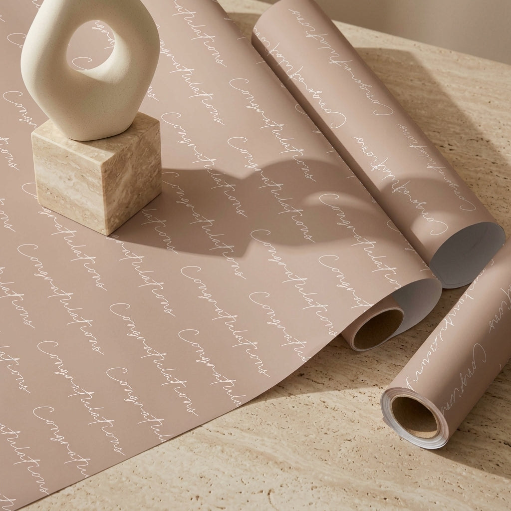 Cream congratulations wrapping sheets+note cards