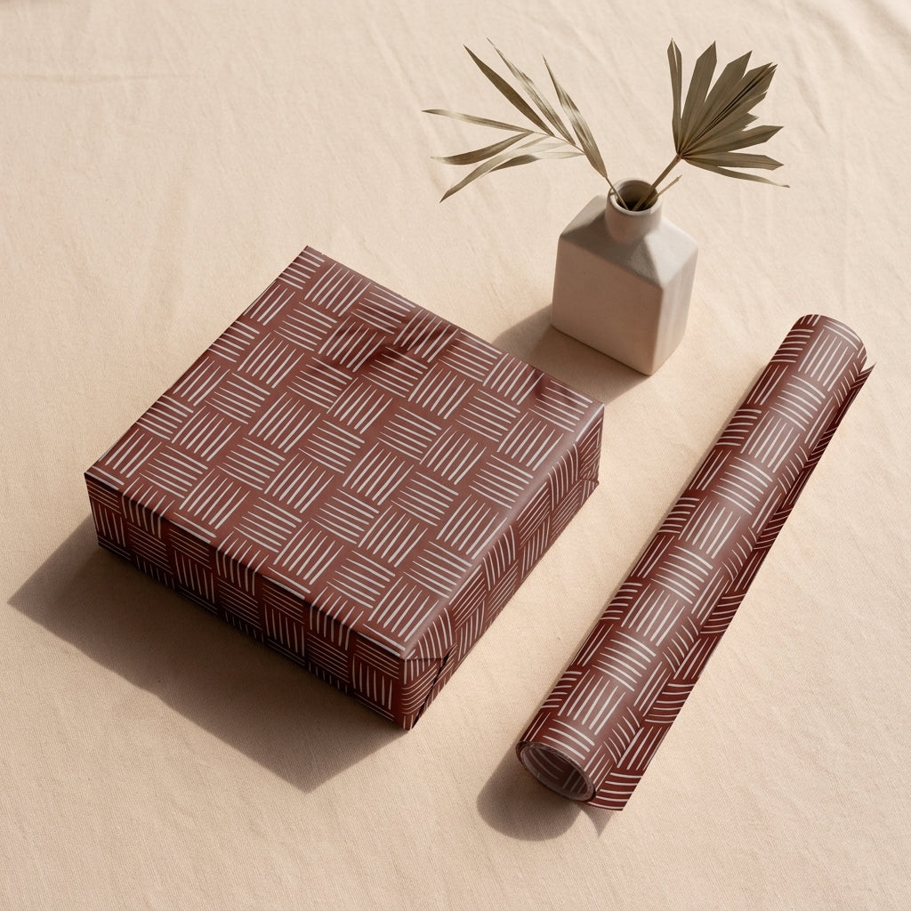 Burnt brick wrapping sheets+note cards (set of 5)