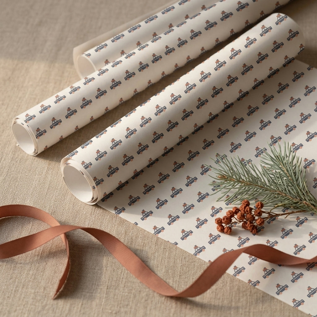 Holiday wrapping sheets+note cards (set of 5)
