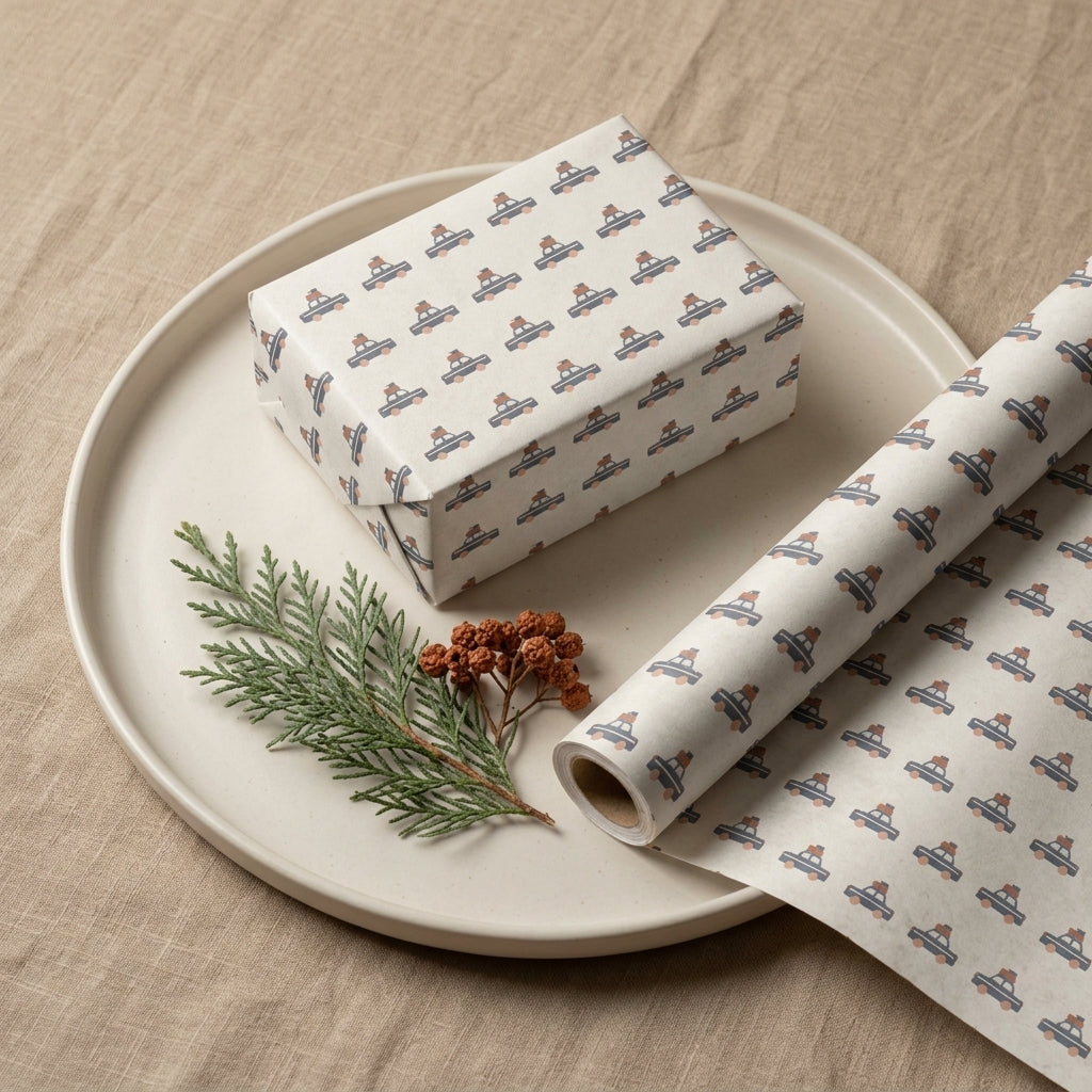 Holiday wrapping sheets+note cards (set of 5)