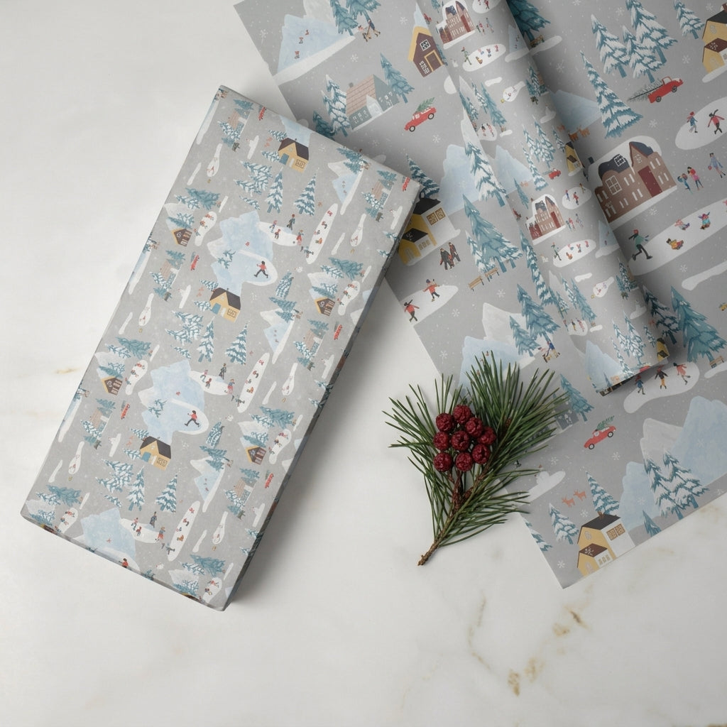 Snow wrapping sheets+note cards