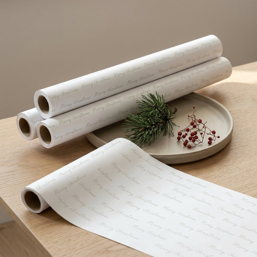 Green merry christmas wrapping sheets+note cards (set of 5)