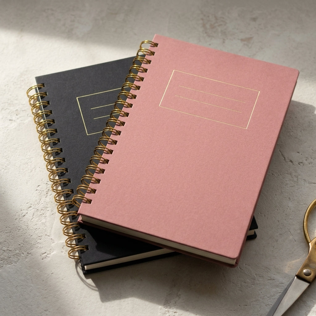 A5 Rosebud + Black Foiled Notebook (Set of 2)