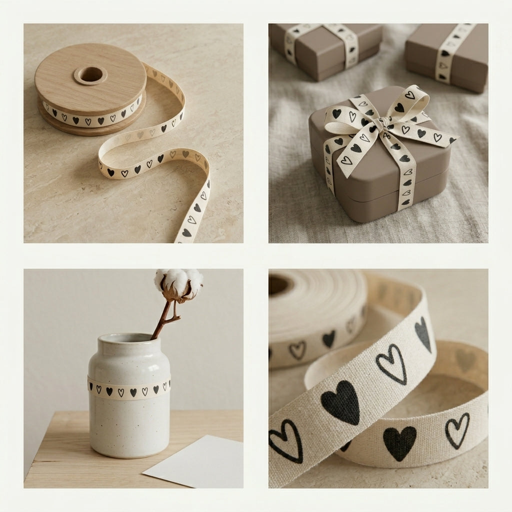 Mono Heart Cotton Ribbons