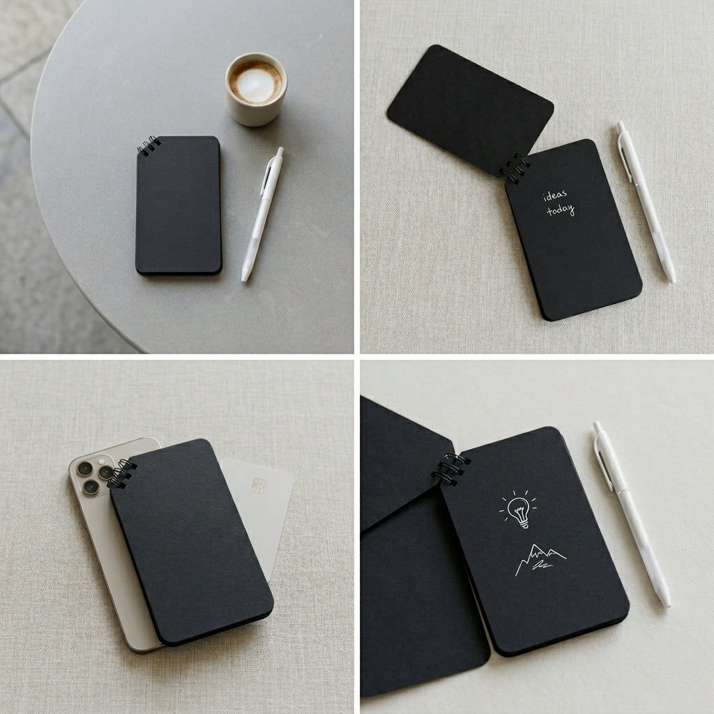 All Black Pages Pocket Diary (White Pen Included)