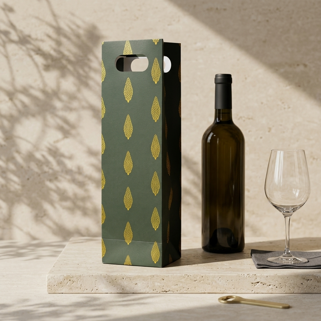 Leaf Foiled Wine Bag (4 × 16.5 × 4 inches)