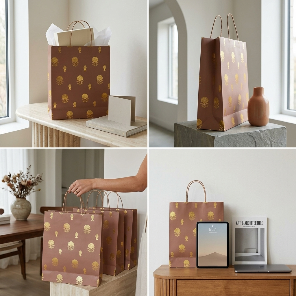 Marigold Foiled Gift Bag (12 × 15.3 × 4.8 inches)
