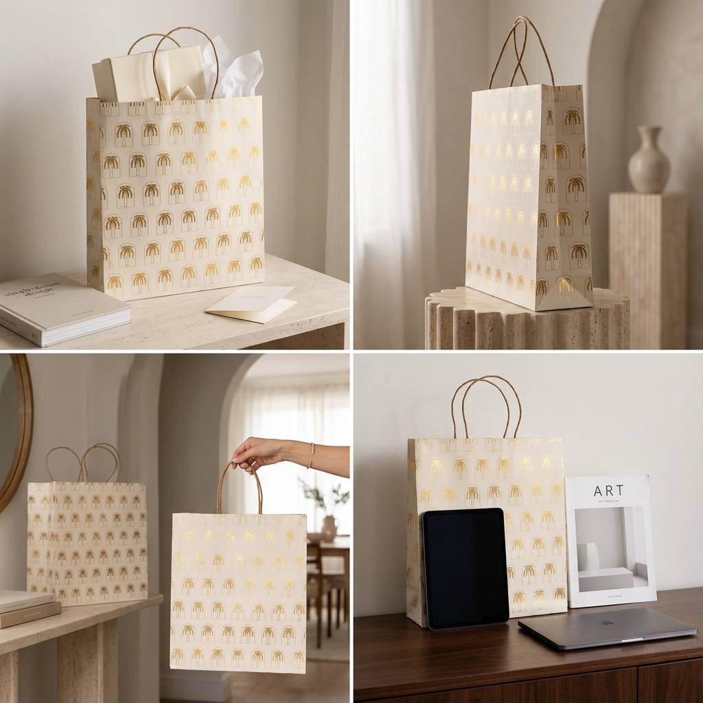 Palmera Foiled Gift Bag (12 × 15.3 × 4.8 inches)
