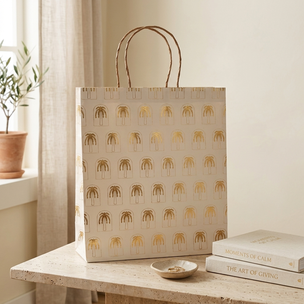 Palmera Foiled Gift Bag (12 × 15.3 × 4.8 inches)