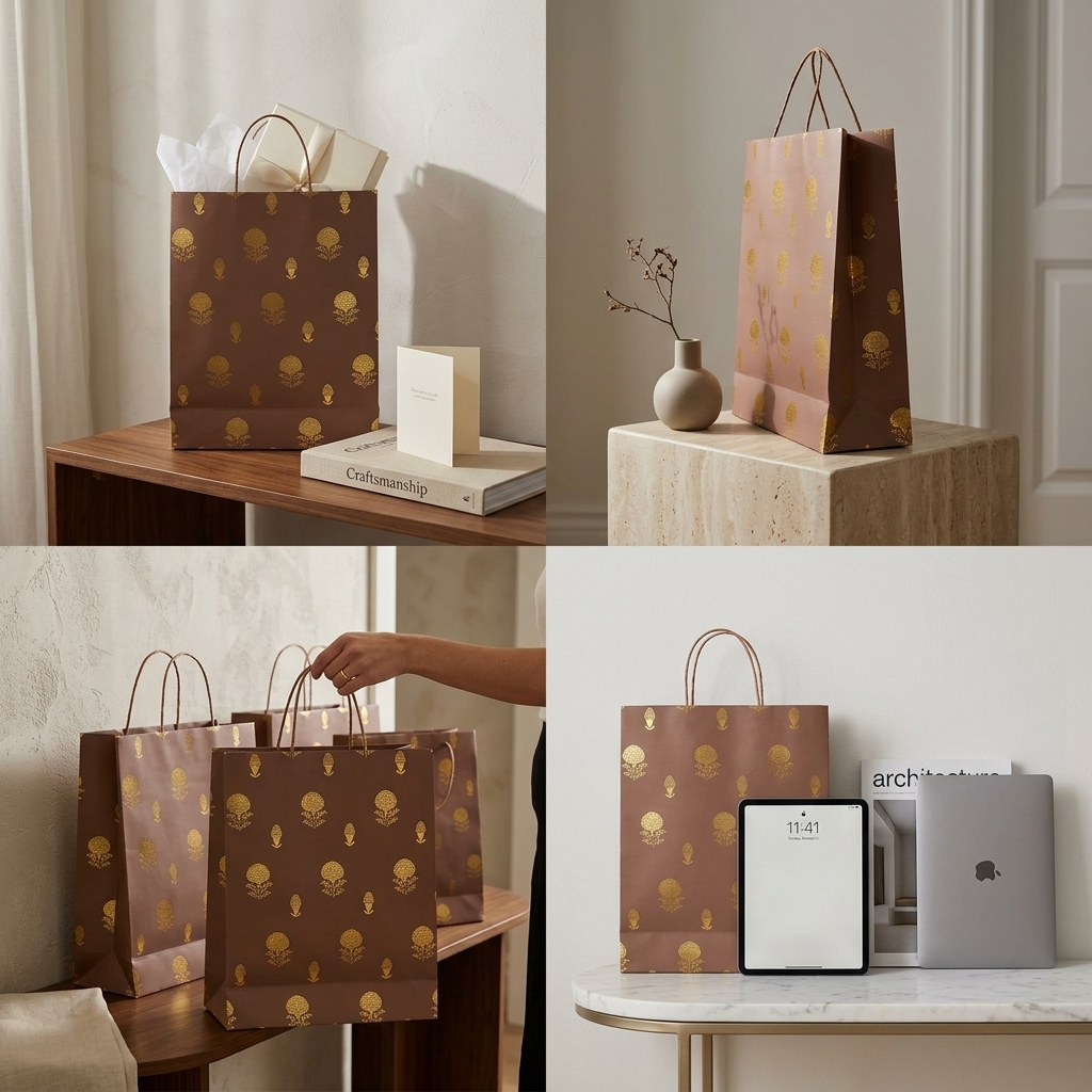Marigold Foiled Gift Bag (12 × 15.3 × 4.8 inches)