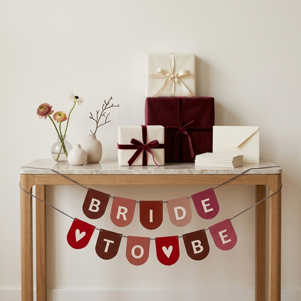 Red bride to be buntings