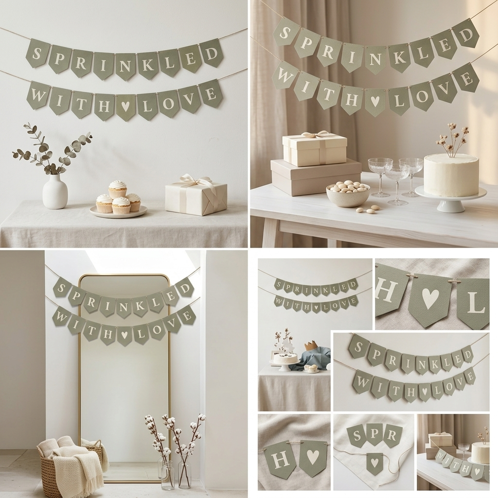 Green baby shower buntings