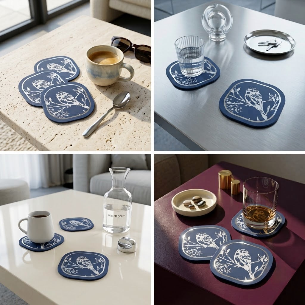 Blue Jay II Foiled Coasters