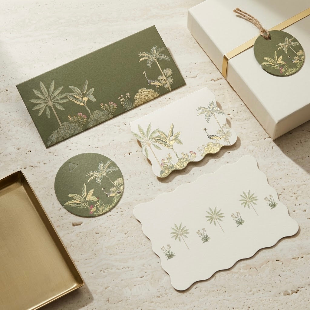 Garden pavilion Foiled Gifting Set — Money Envelope + Note Card + Tag + Folded Card