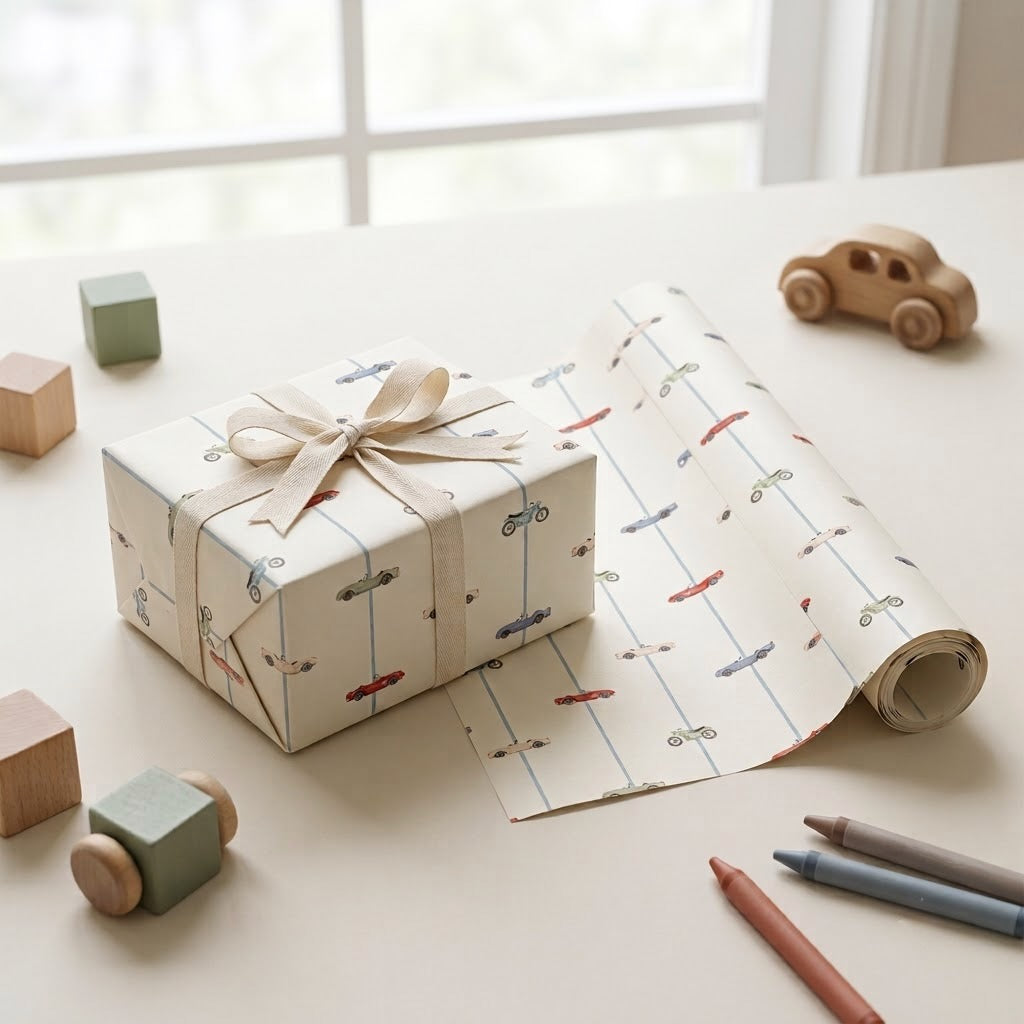 Vroom Wrapping Sheets + Folded Cards